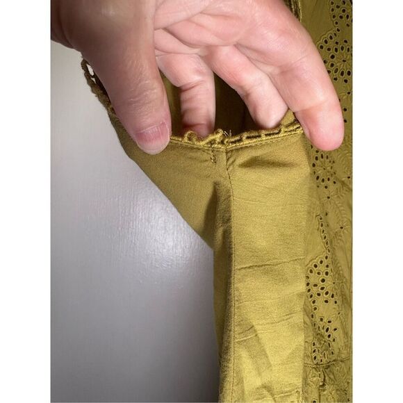 Sundance Boho eyelet green button front blouse size S - Picture 7 of 10